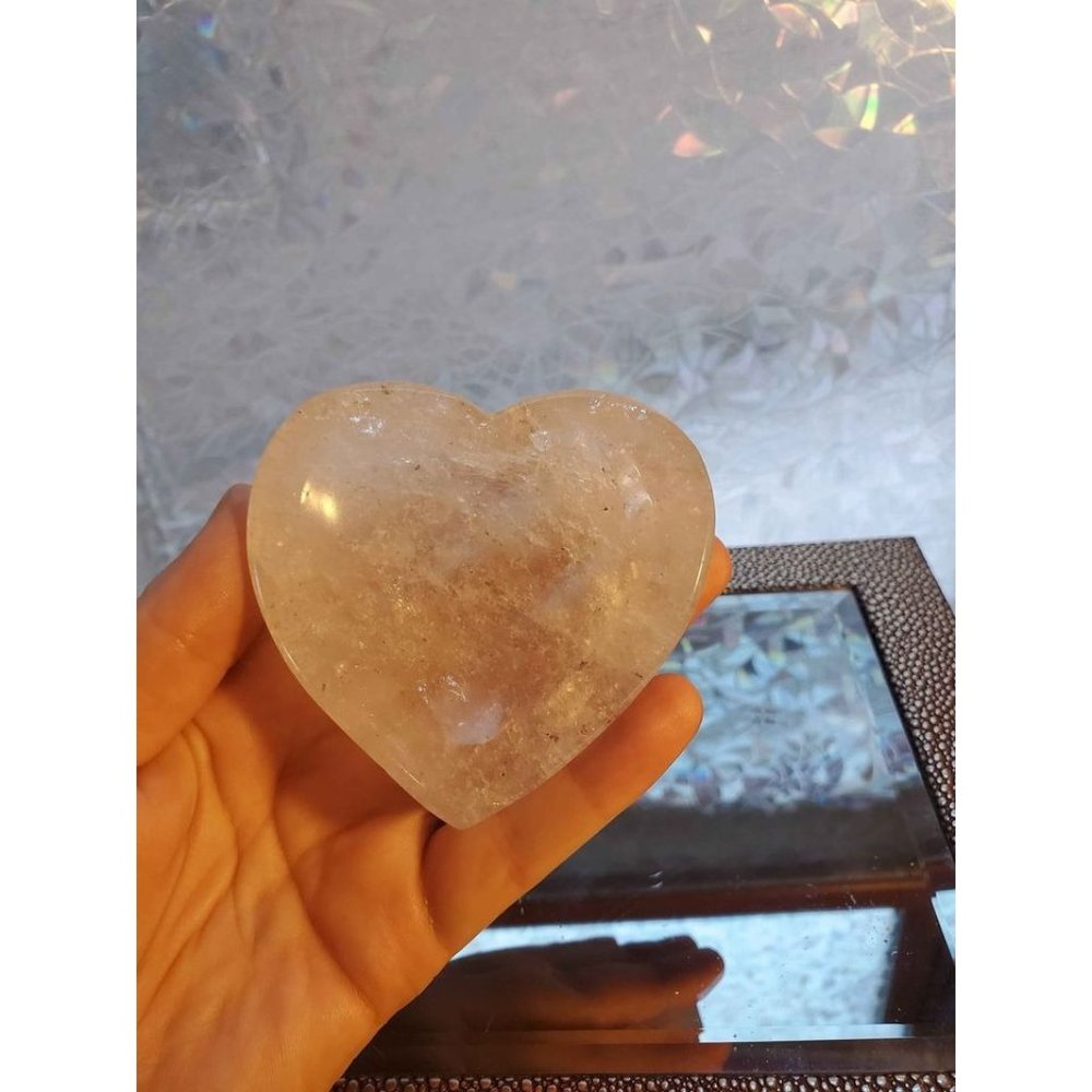 Clear Quartz Carved Heart Bowl #98